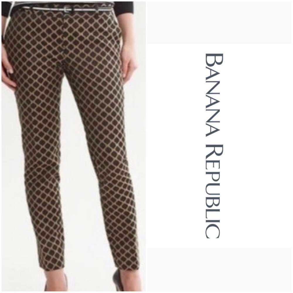 Banana Republic Camden Fit Jacquard Ankle Pants Mojave Black Pants NWT S…